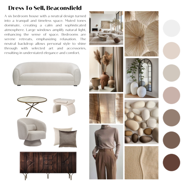 Round forms and silky fabrics dominate this mood board which wows with sophistication and attention to detail.