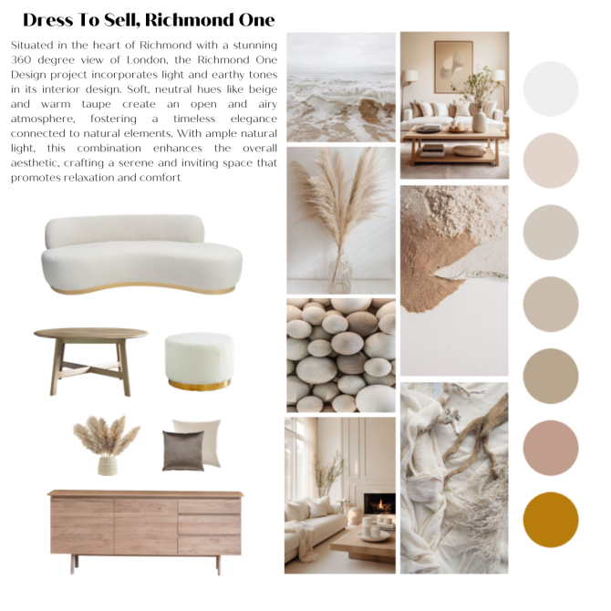 Inspired by beaches and pebbles this mood board combines timeless colours with natural designs to create a vision for elegance.