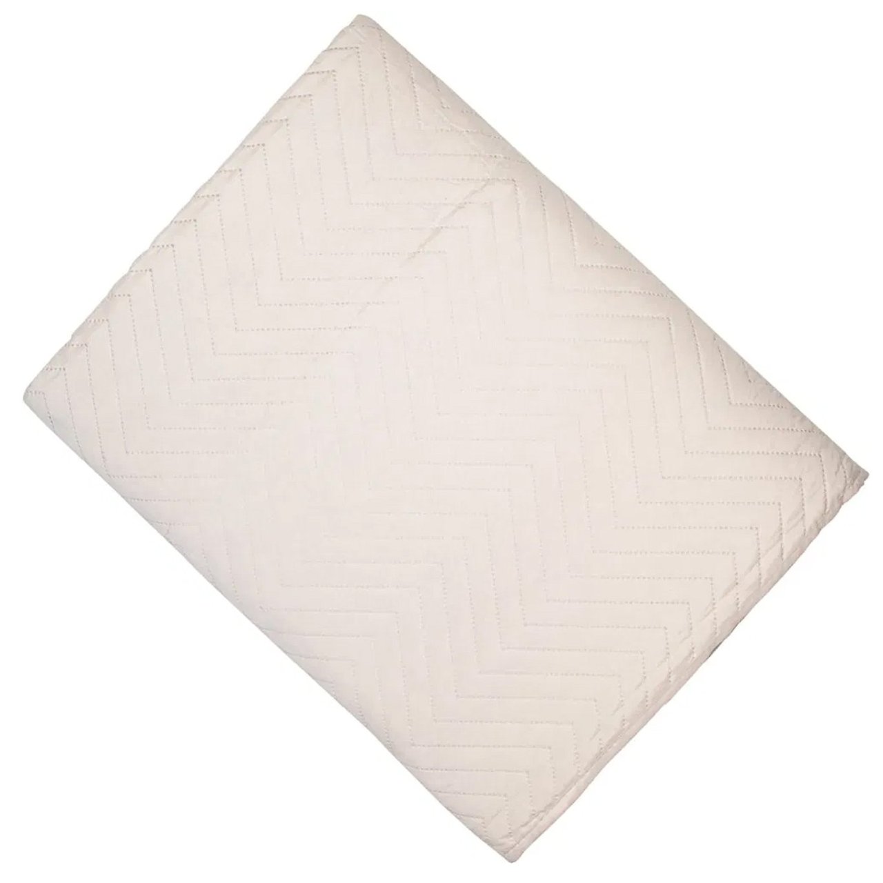 Folded image of the Amelle throw in ivory, showing its bright colour and chevron pattern