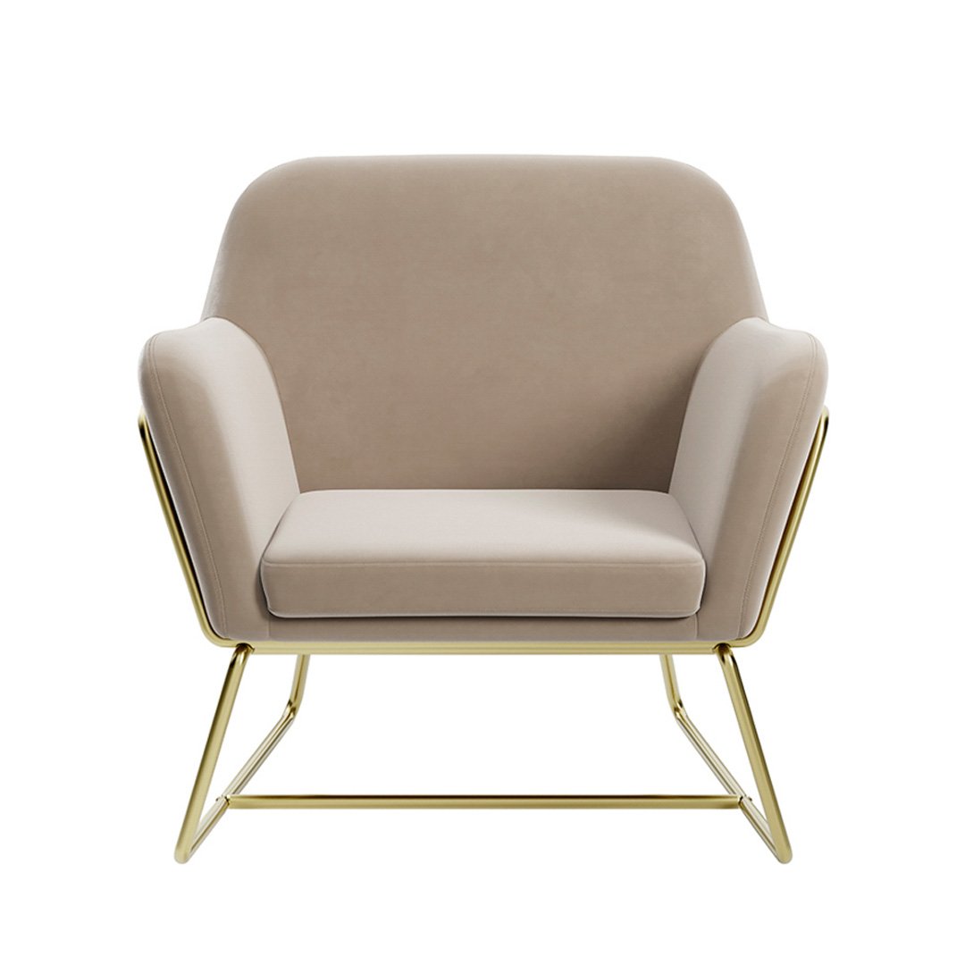 Front view of the beige Charlie armchair 