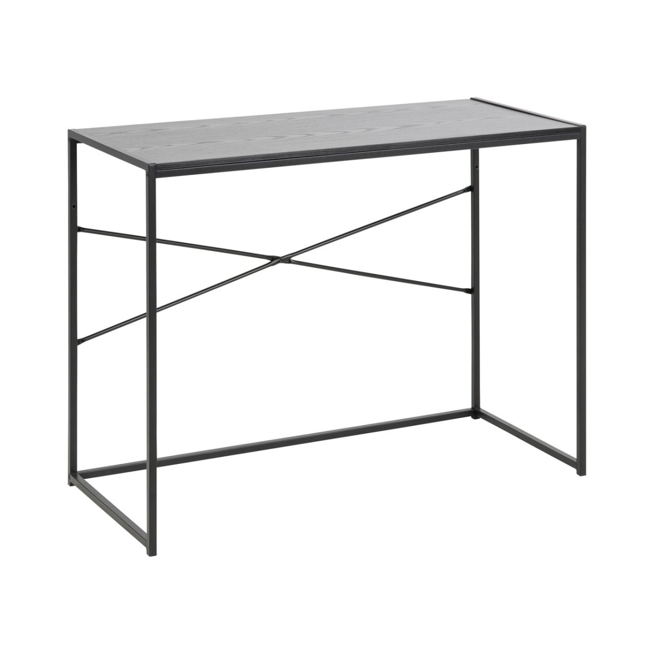 Angled view of the desk showing the structure of its frame and legs