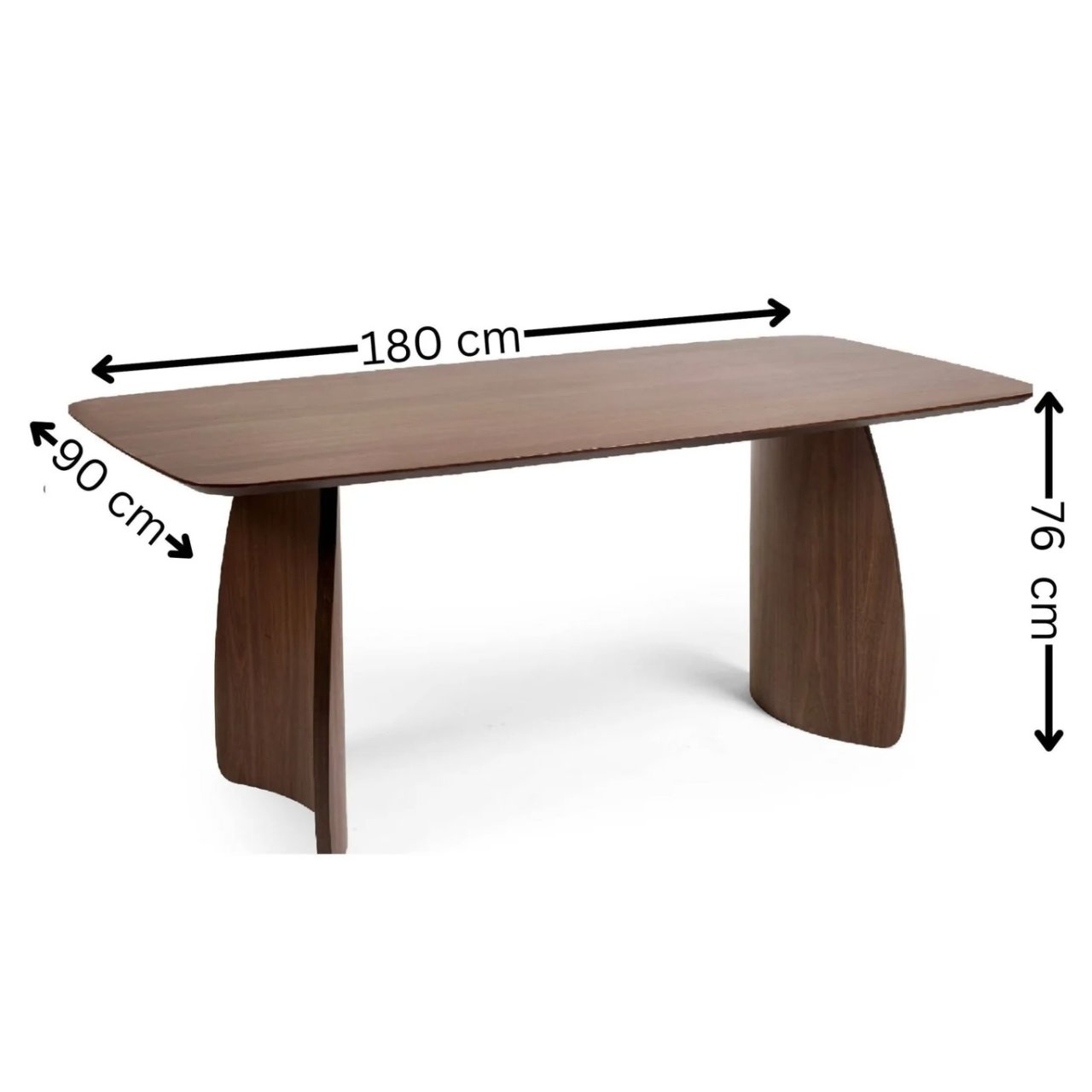 Image of the dining table with the measures of the tabletop - 180 cm x 90 cm