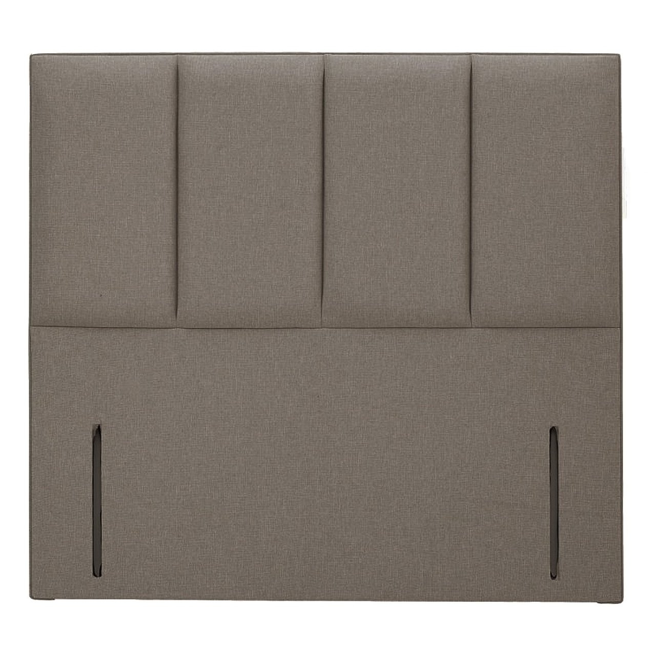 Front view of the Gemma Kingsize floorstanding headboard in Grey, showing the tall design the clean, straight lines and the cutouts at the bottom for attaching the headboard to a bed or a wall