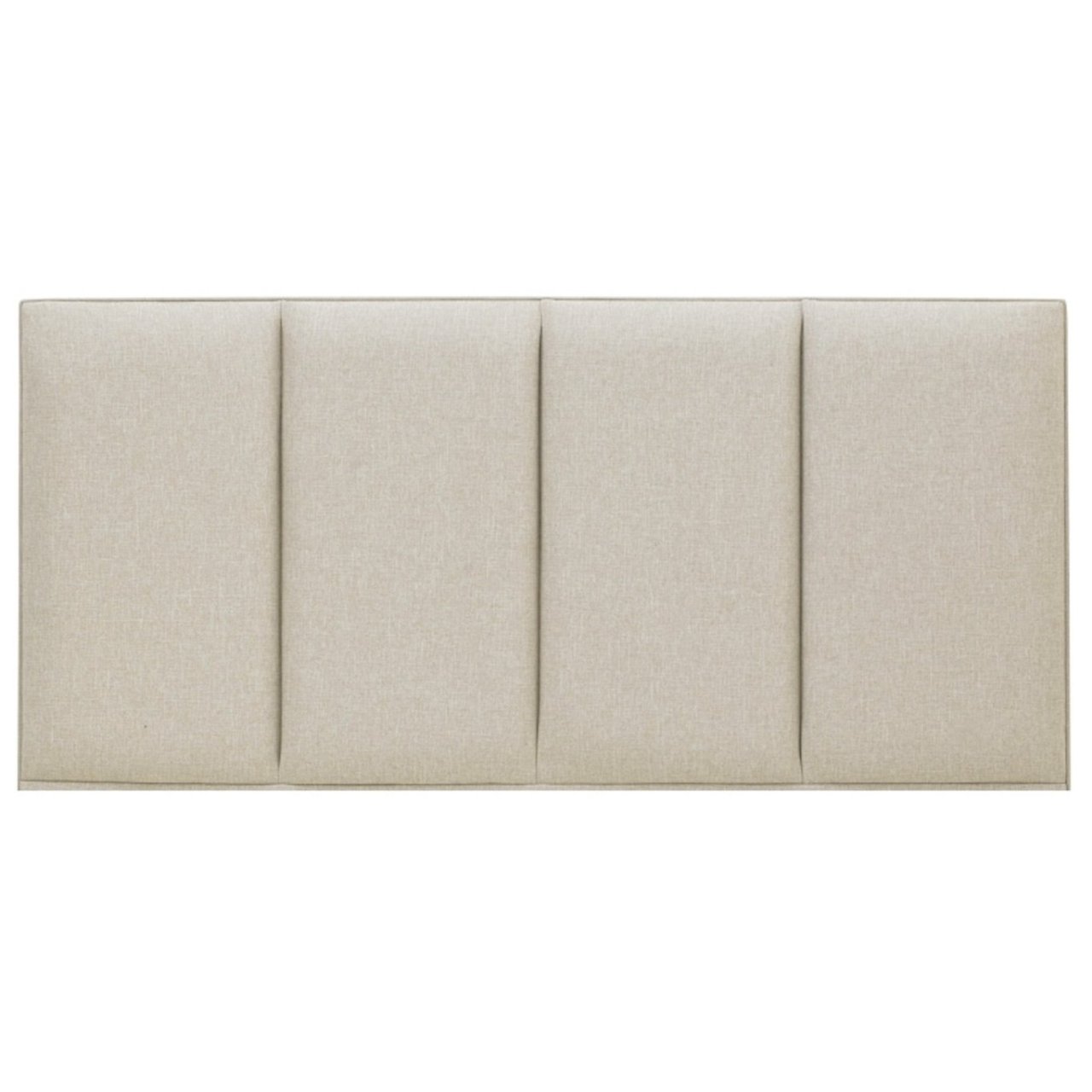 Front view of the Gemma kingsize headboard in vanilla colour showing its rectangular shape and three vertical lines splitting it in four similar sections