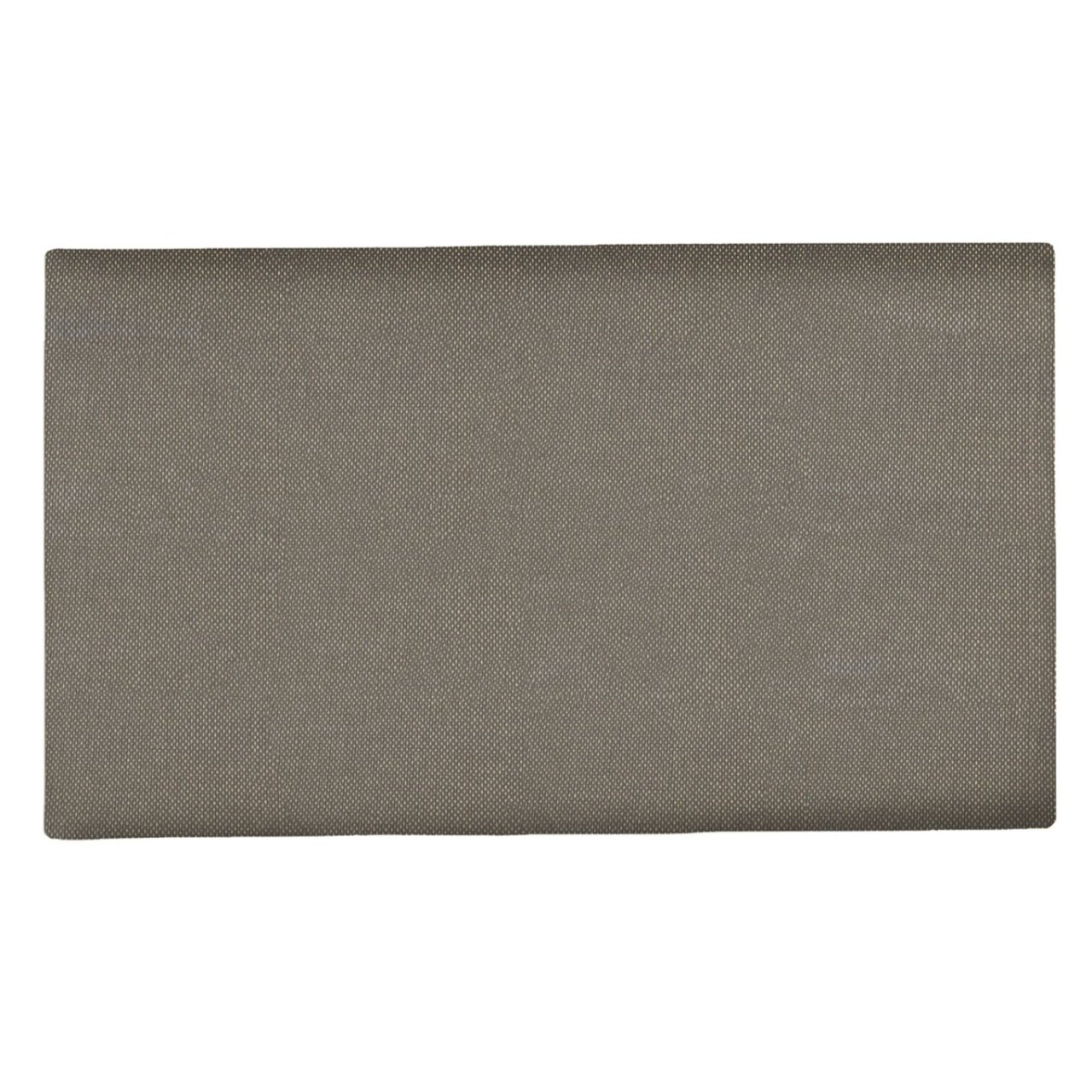 Full view of the rectangular grey headboard with slightly softened corners