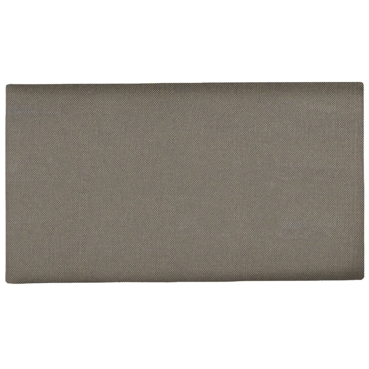 Full view of the grey fabric rectangular headboard with single panel