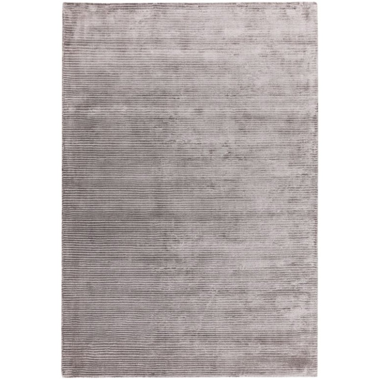 Full view of the Bellamy Rug in silver showcasing the striped design and the rectangular shape