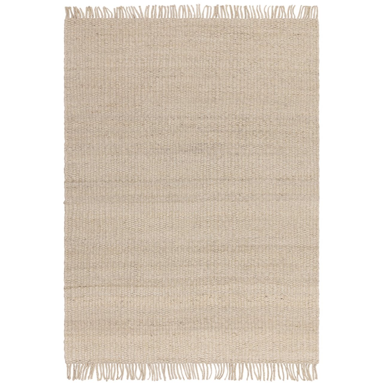 full view of the hand woven rug with loose threads on each side for aesthetic purpose