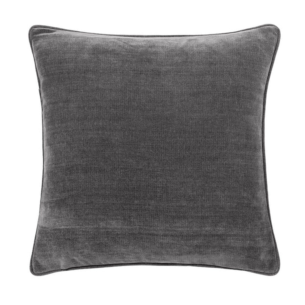 Piped Edge chenille fabric cushion in the charcoal colour variety