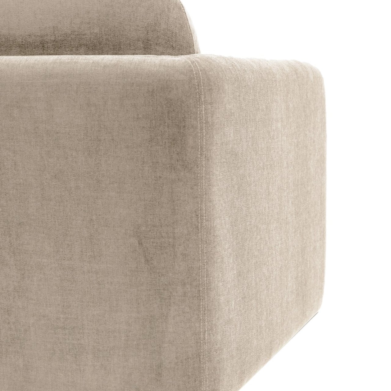 Highlight of the back corner of the sofa showing the soft fabric in detail