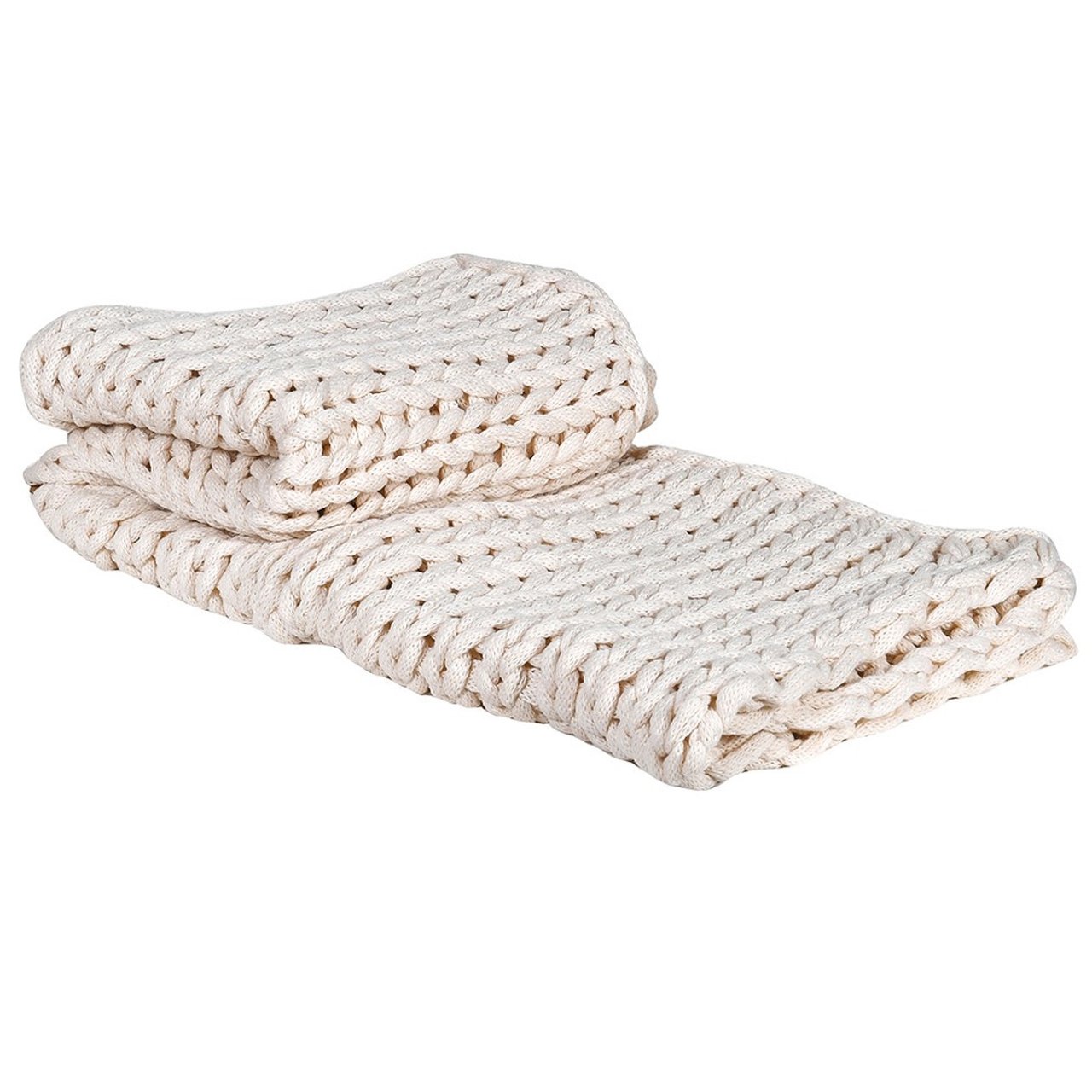 Folded knit throw in neutral colour
