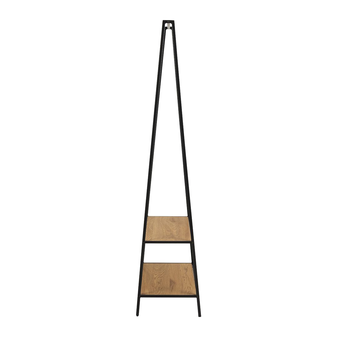 Side view of the clothes rack showing its conical shape and the powdered steel frame