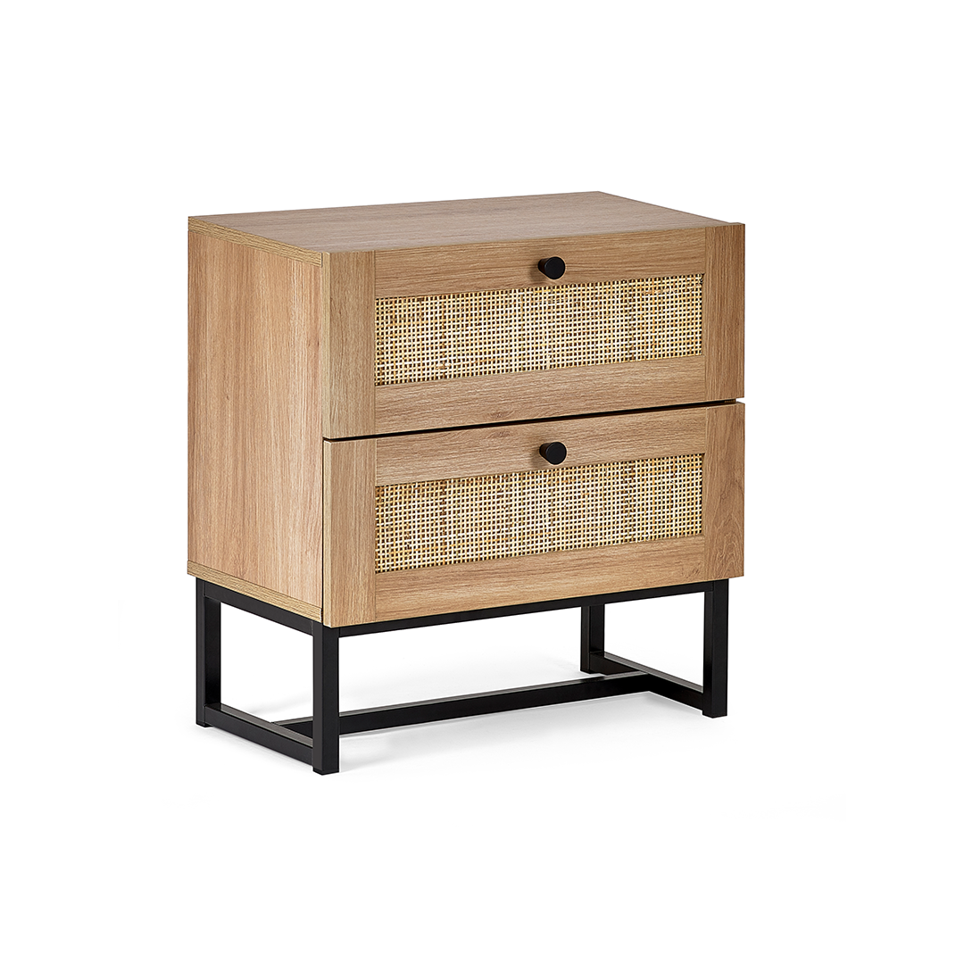 Side view, highlighting the sides and legs of the Padre Oak bedside