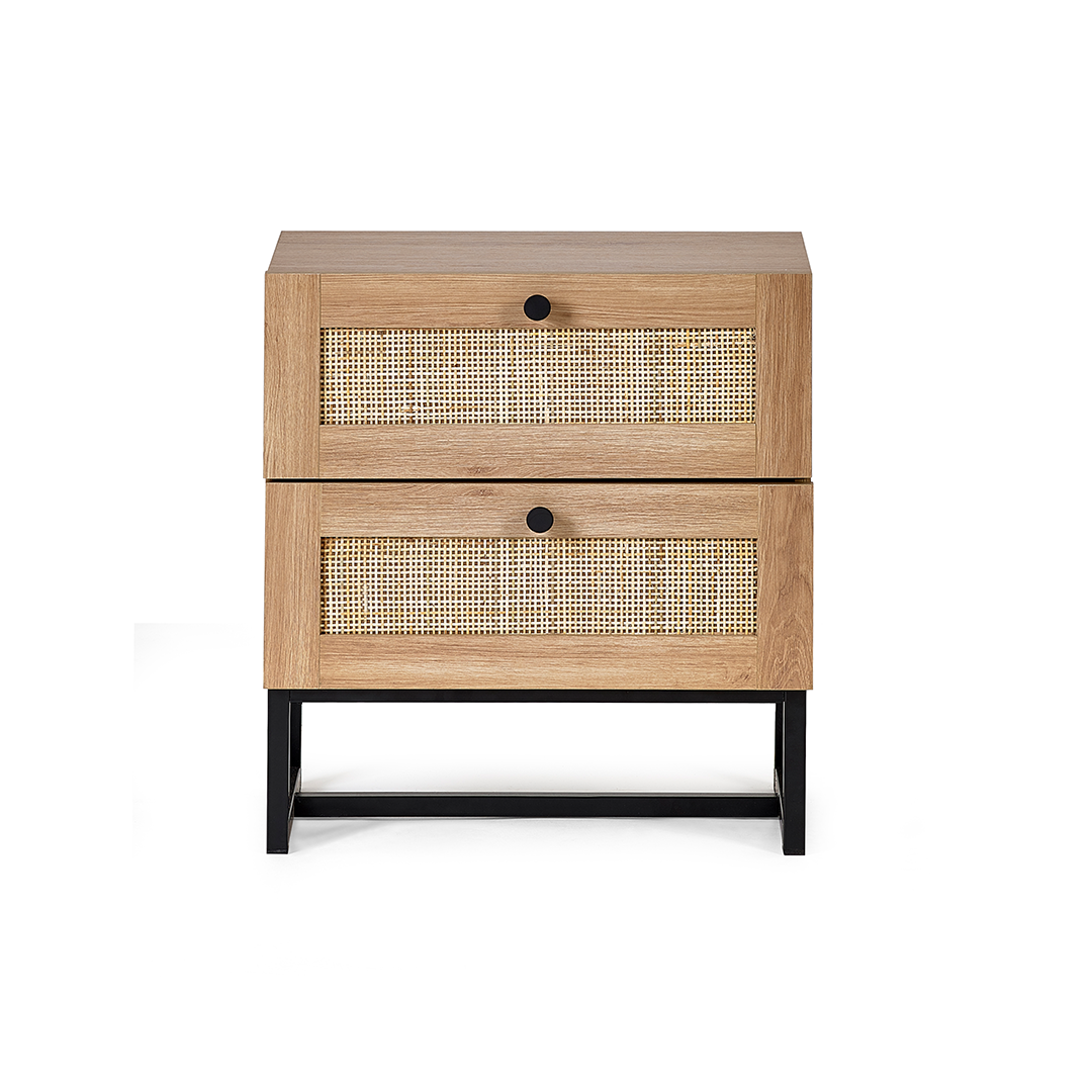 Front view of Padre 2 Drawer Bedside in Oak