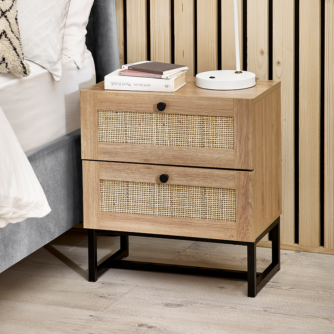 Lifestyle shot highlighting the ability of the Padre bedside to fit with other oak furniture