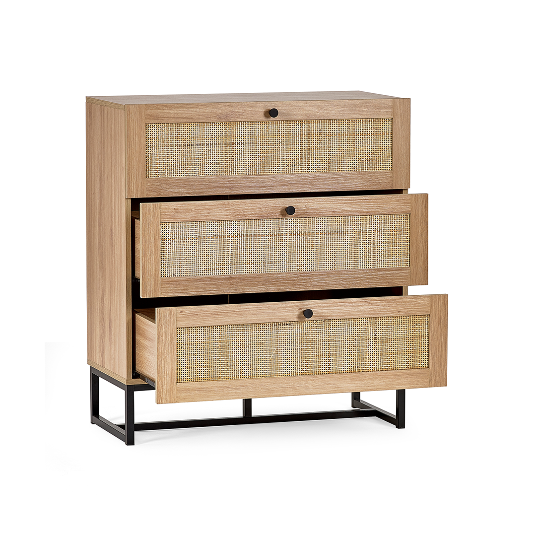 Open drawers showing the ample space in this chest